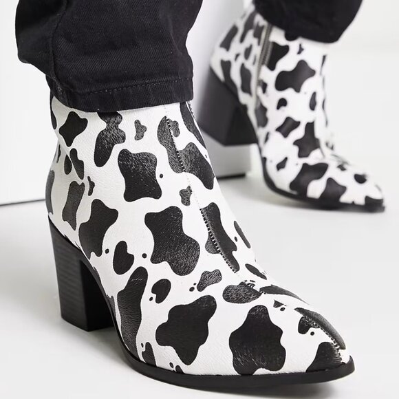 NEW ASOS Cow Print Boots Men's Size 10